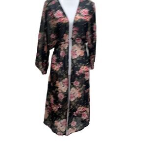 American Eagle floral sheer black cardigan small cottage dark fairy romantic Vtg